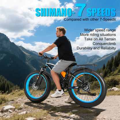 EOEOTWO Electric Bike,1500W Peak Ebikes for Adults, 26'' Fat Tire Best Ebike for Men, 70 Miles with 960Wh Battery, 25-30MPH Max Speed Bicycles, 330LB Capacity