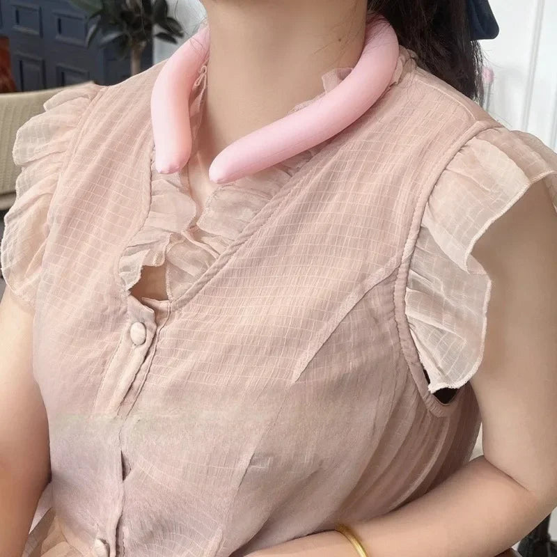 Summer Neck Cooling Tube Reusable Portable Ice Neck Cooler Ring Soft Silicone Cold Neck Wrap For Heat Relief And Outdoor Activit