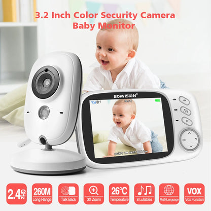 VB603 Video Baby Monitor 2.4G Wireless With 3.2 Inches LCD 2 Way Audio Talk Night Vision Surveillance Security Camera Babysitter