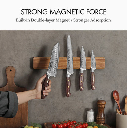 Magnetic Knife Holder – Walnut Wood Wall Knife Rack (No Knives)