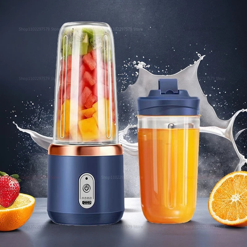 Portable USB Fruit Juicer Blender - 2 Cups 6 Blades Wireless Mixer