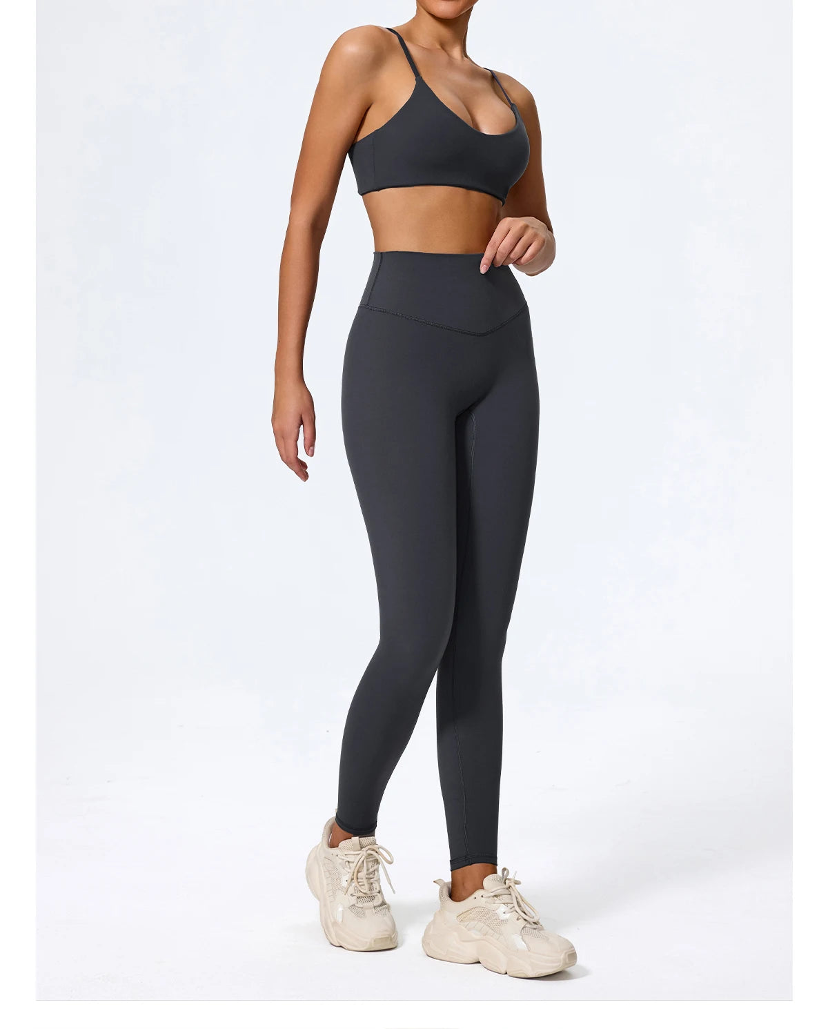 Women Sports Set – Summer Two Piece Gym Outfit With High Waist Leggings & Sleeveless Top