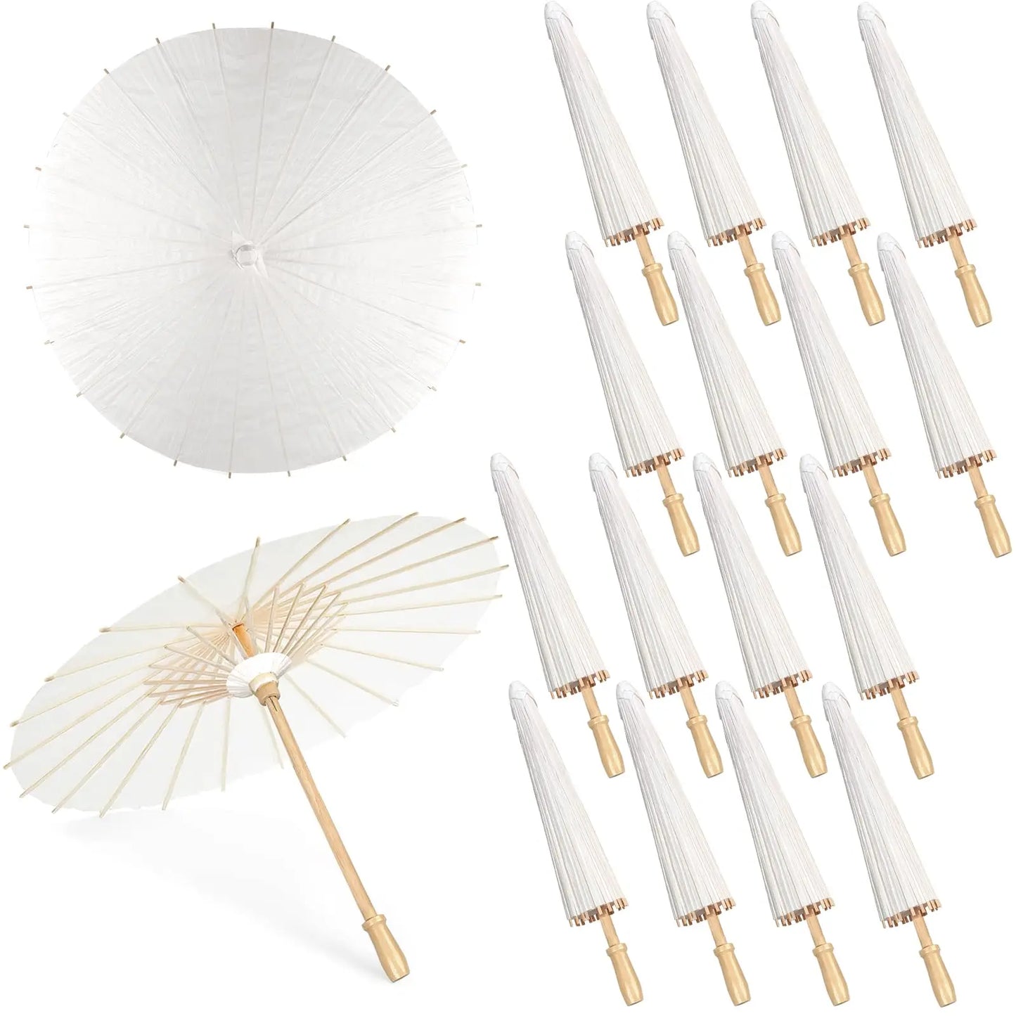 60/84cm Wedding Paper Umbrellas Chinese Wooden handle White DIY  Rustic Photography Props for Baby Shower Party Wedding
