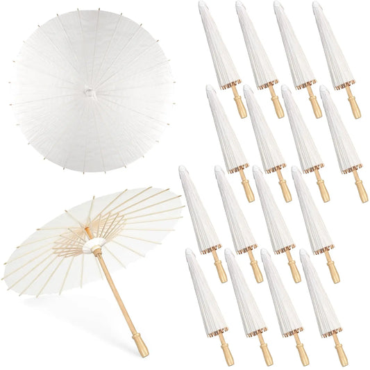 60/84cm Wedding Paper Umbrellas Chinese Wooden handle White DIY  Rustic Photography Props for Baby Shower Party Wedding