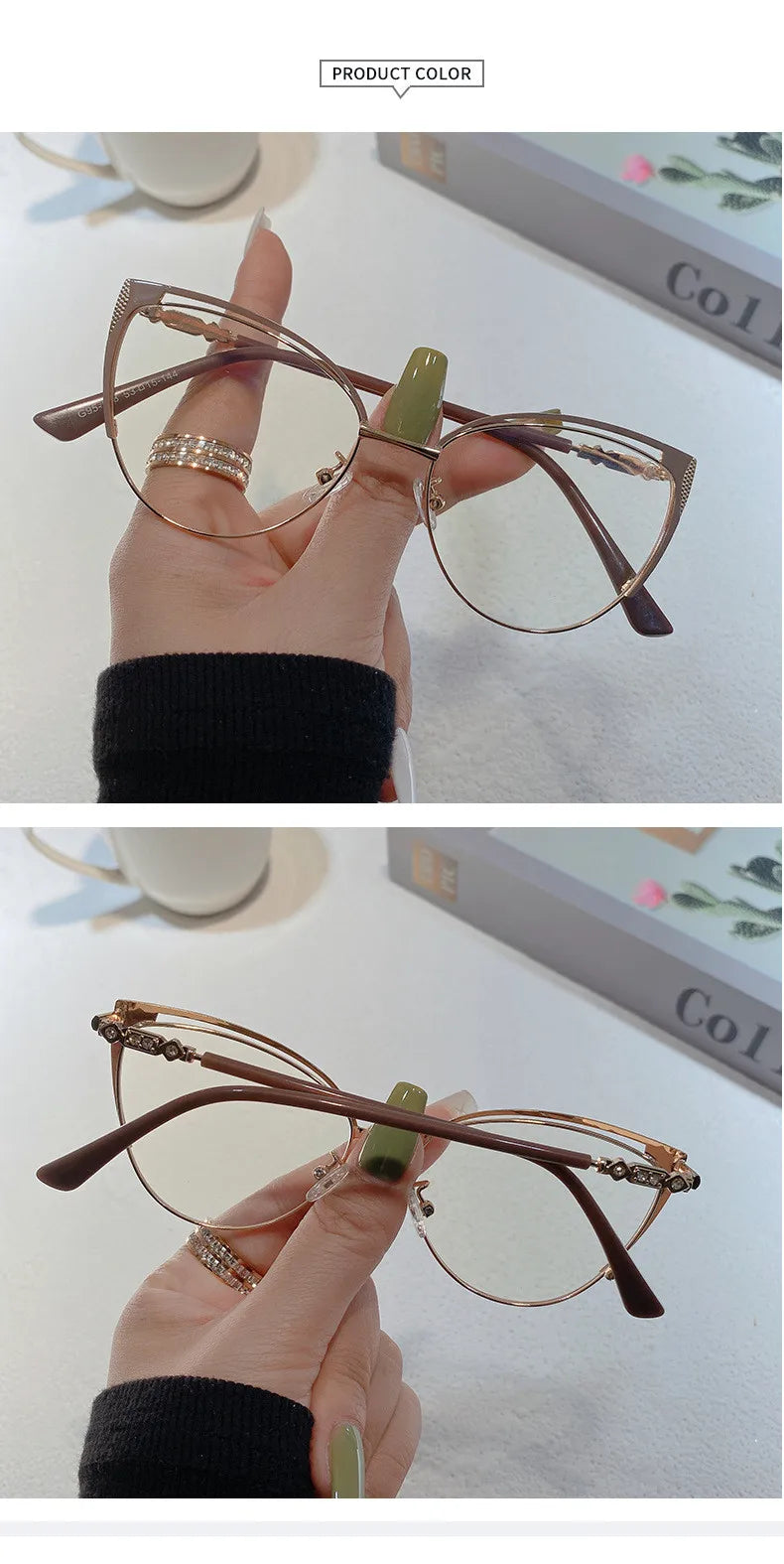 New Brand Design Retro Lady Cat Eye Frame Photochromic Anti Blue Light Computer Hyperopia Women Reading Glasses Degrees 0 to +6