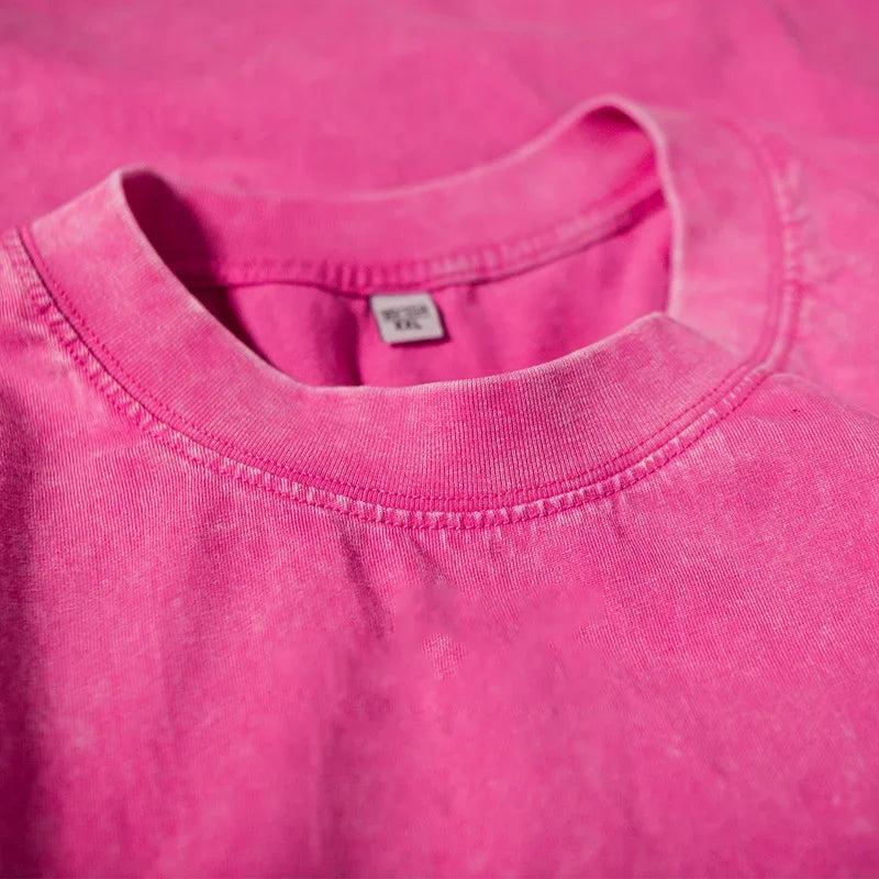 Retro Heavyweight T-Shirt - Solid Color Tee | Breathable Cotton Shirt, Short Sleeve Casual Top