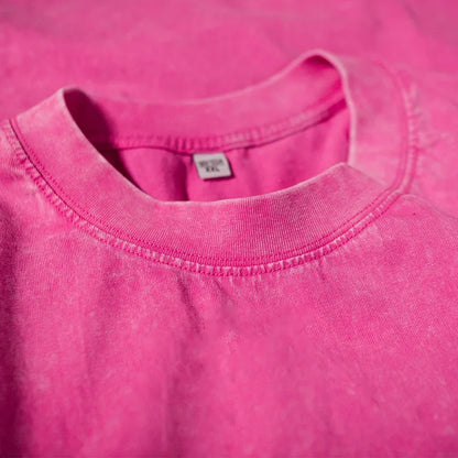 Retro Heavyweight T-Shirt - Solid Color Tee | Breathable Cotton Shirt, Short Sleeve Casual Top