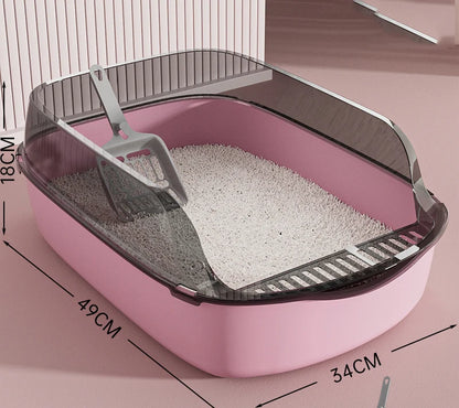 Semi-Enclosed Cat Litter Box - Splashproof Thickened Kitty Tray - ZOOMNSTORE