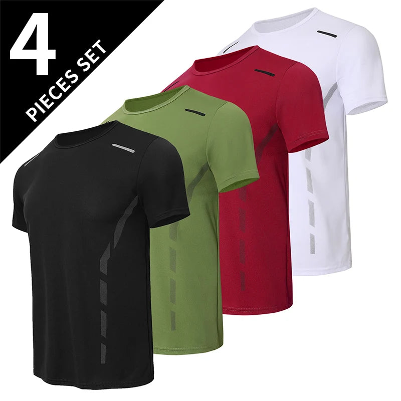 Men's Quick-Dry Sports Shirt – Multicolor Summer Running Badminton Tee with Reflective Strip