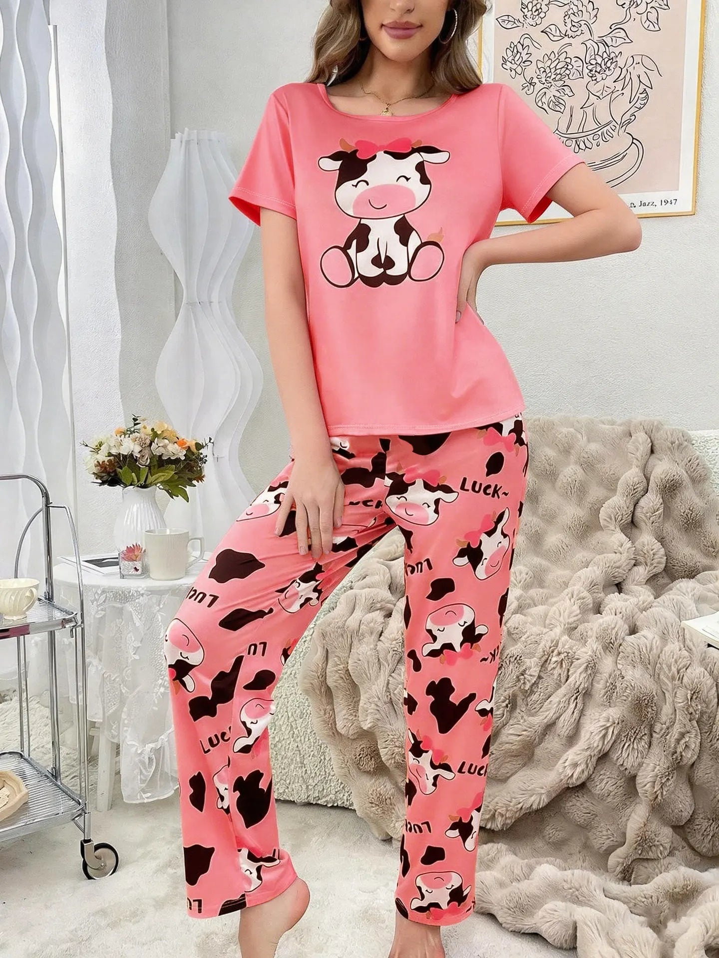 Pyjama Femmes 2 Piece Set Short Sleeve Sleepwear Women Home Suit for Women Pajama Night Wear Ladies Two-piece Set Woman Pajamas