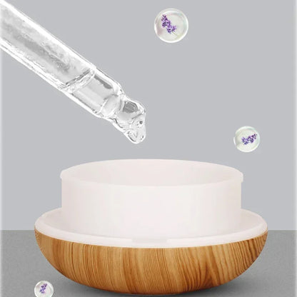 Wood Grain Essential Oil Diffuser - 350ML Ultrasonic Humidifier with Remote Control and 7 Color LED Light - ZOOMNSTORE