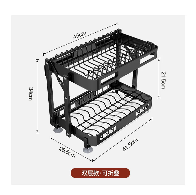Foldable Kitchen Rack - 3 Layer Rust Resistant Bowl Rack | Punch Free Wall Mounted Storage