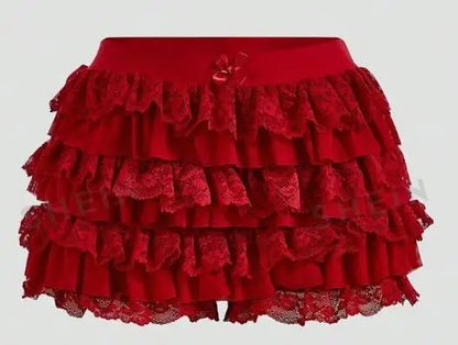 Women's Bow Lace Ruffle Shorts – Y2K Elastic-Waist Summer Shorts