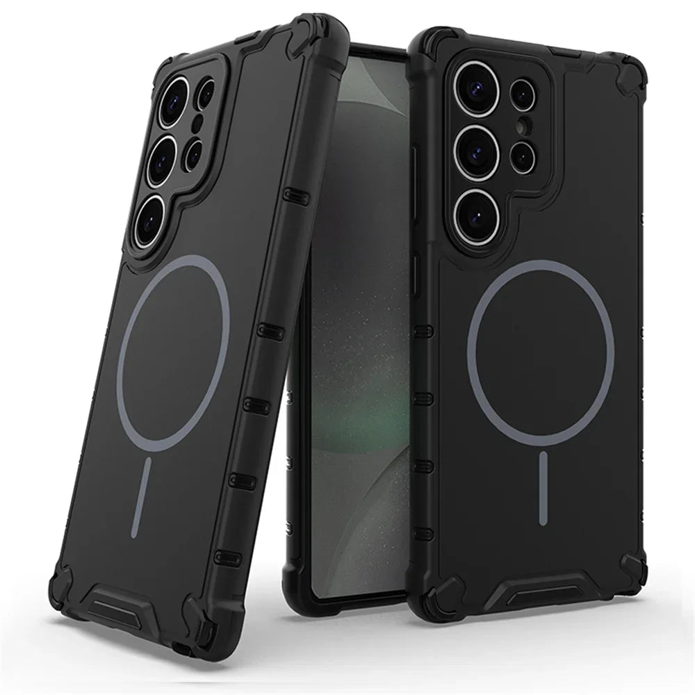 Anti-slip Bumper Armor Magnetic Phone Case For Samsung S24 S25 S26 Plus S23 Ultra A56 A55 A54 A35 A34 A25 A15 For Magsafe Cover