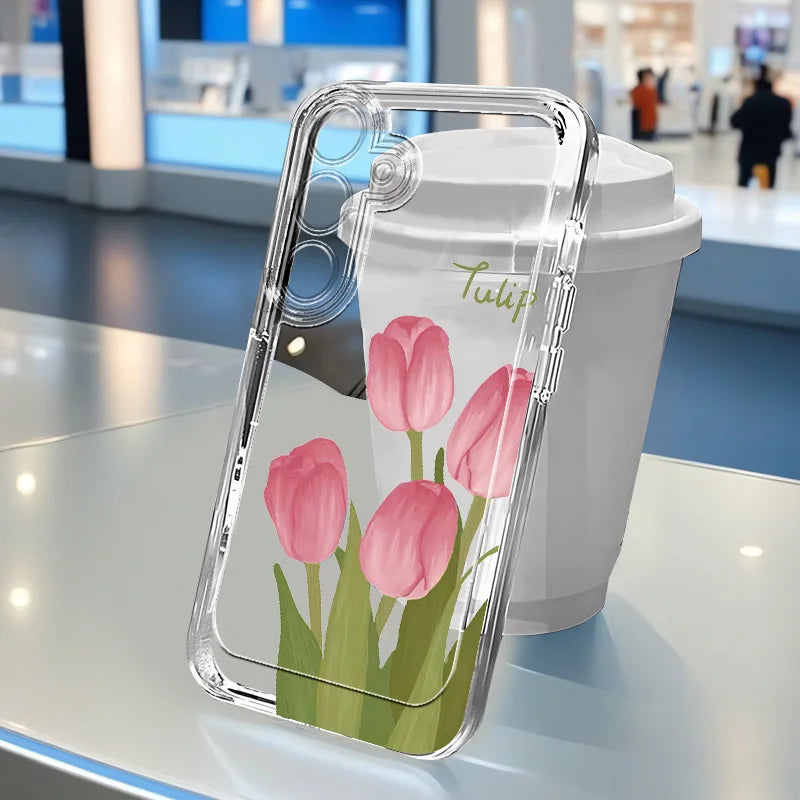 Flowers Vine Clear Case For Samsung S25 Ultra S26 S24 FE S23 Plus S22 S21 A57 A56 5G A55 A54 A53 A52S A37 A36 A35 A26 Case Cover