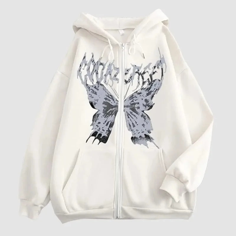 Men's Hoodie Coat Fun Skeleton Butterfly Zipper Hoodie Loose and Comfortable Sports Shirt Long Sleeve Top