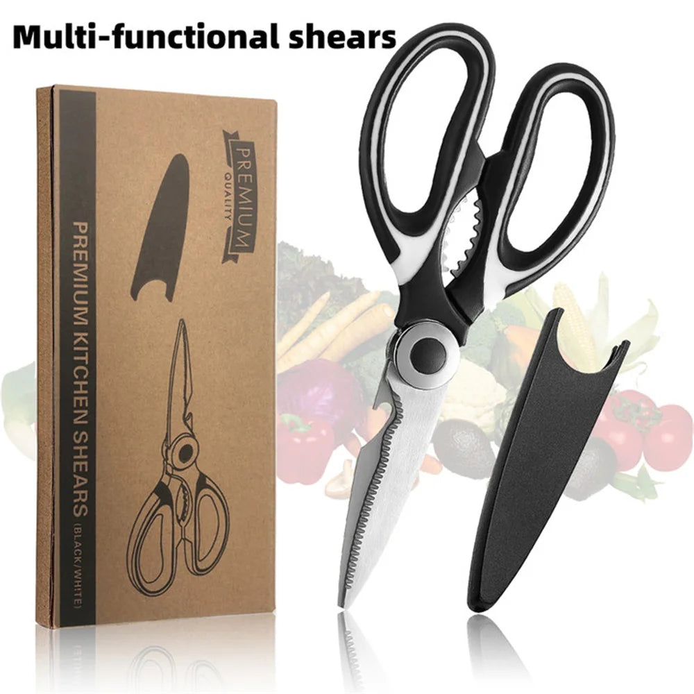Multifunctional Stainless Steel Kitchen Scissors - Meat Fish and Bone Cutting Tool - ZOOMNSTORE
