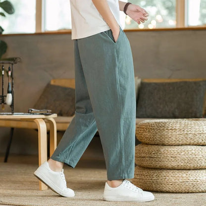 Lightweight Men's Ankel-Length Pants Solid Color Breathable Sweatpants Joggers Men Baggy Pants Streetwear Long Trousers Men