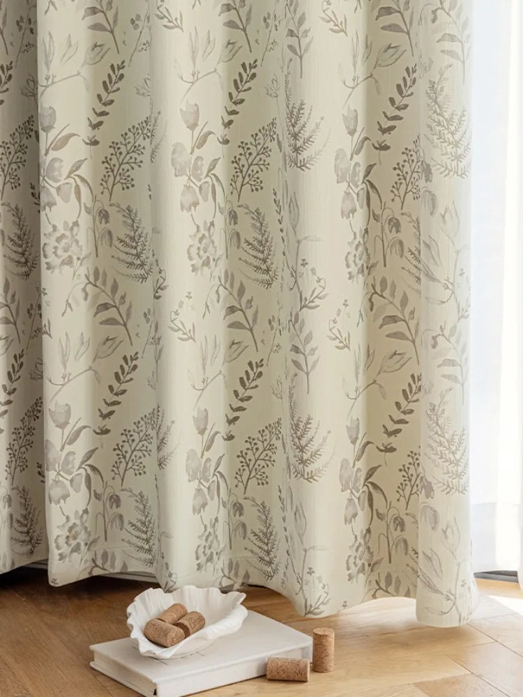 French Living Room Curtains - Floral Pattern Green Bedroom Drapes | Blackout Sun Protection