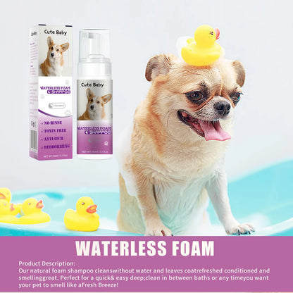 Water Free Dry Cleaning Mousse for Cats Dogs No Rinse Foam Spray Shampoo with Deodorizing Deep Cleaning Gentle Bath Gel