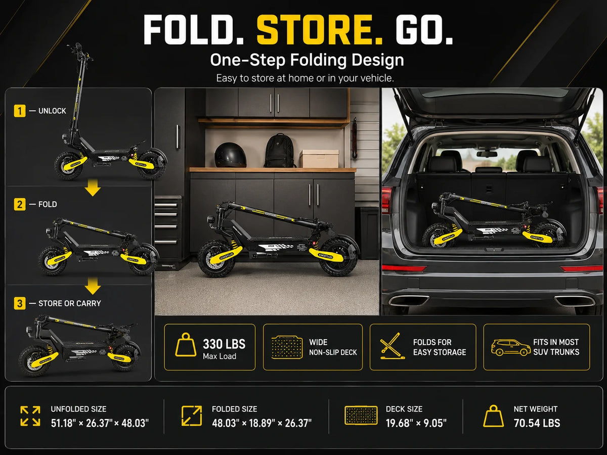 EOEOTWO 1200W Off Road Electric Scooter for Adults 48V Long Range E-Scooter 30MPH Fast Speed 11" Tubeless Tire Foldable Kick Scooter
