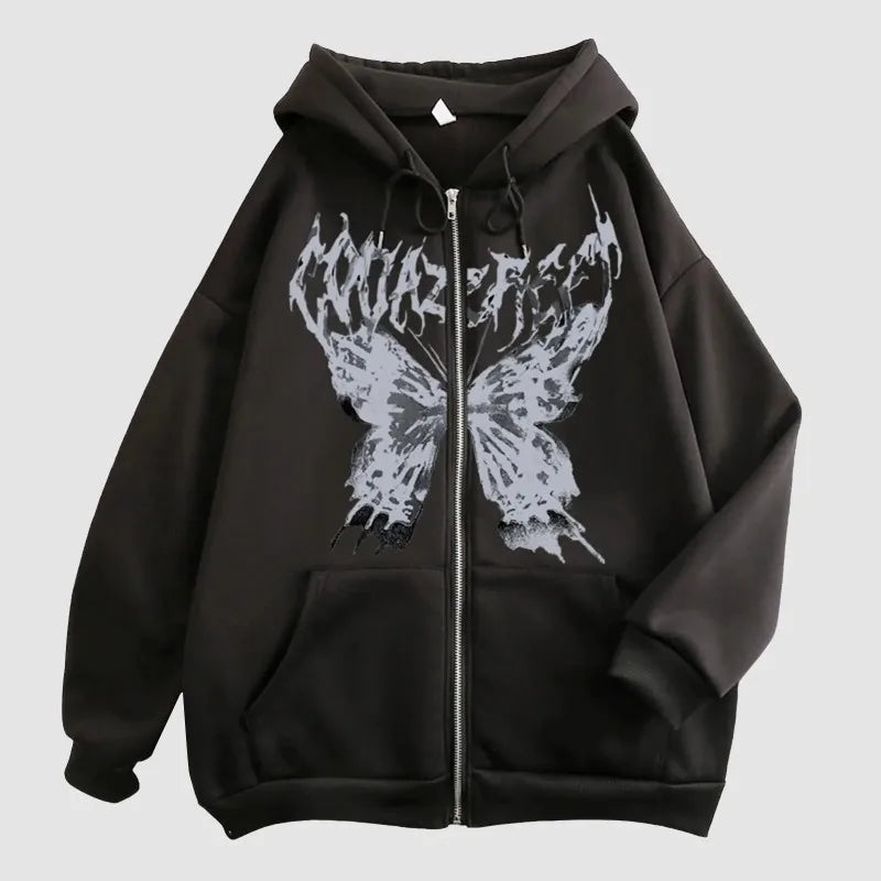 Men's Hoodie Coat Fun Skeleton Butterfly Zipper Hoodie Loose and Comfortable Sports Shirt Long Sleeve Top