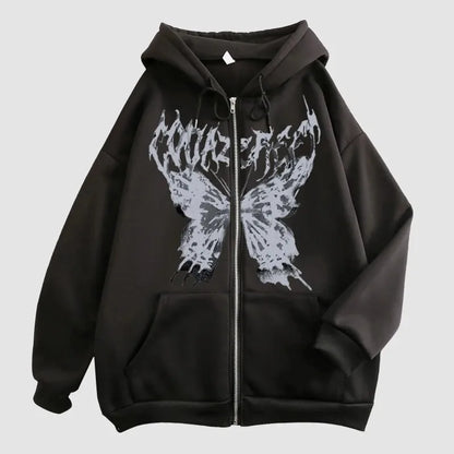 Men's Hoodie Coat Fun Skeleton Butterfly Zipper Hoodie Loose and Comfortable Sports Shirt Long Sleeve Top