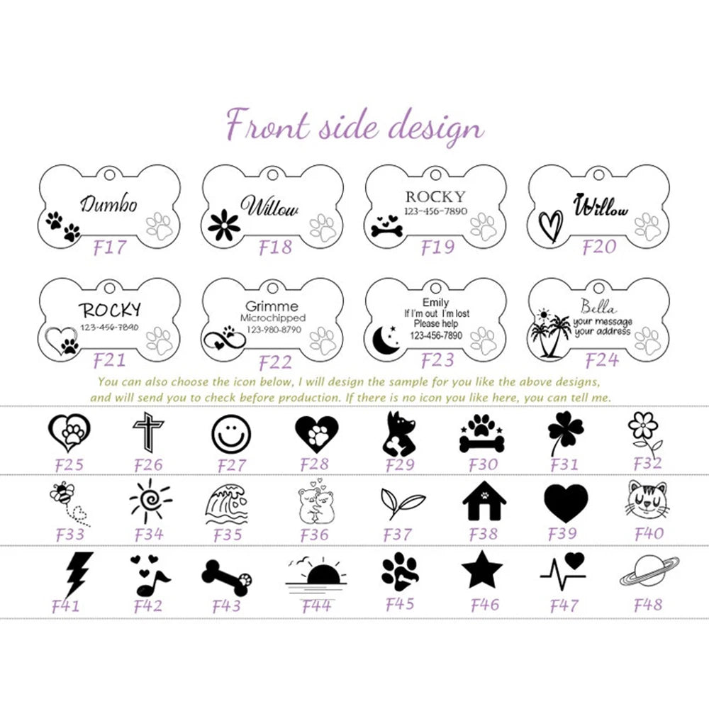 Personalized Customized Cute Pet Name Tag Stainless Steel Pet Cat And Dog Name Card Pet Collar Pendant Name Tag