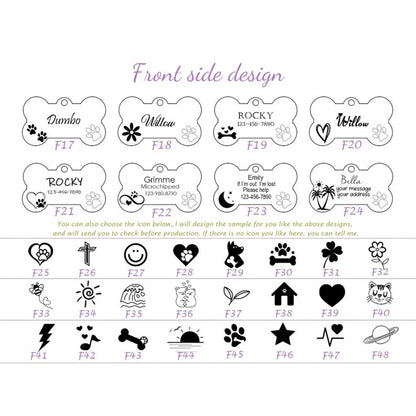 Personalized Customized Cute Pet Name Tag Stainless Steel Pet Cat And Dog Name Card Pet Collar Pendant Name Tag