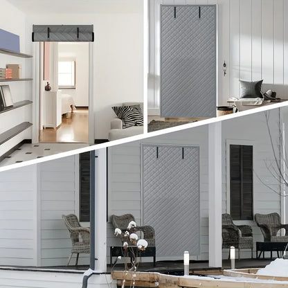 Thermal Door Curtain - Winter Insulated Roll Up Cover with Storage Buckle, Easy Install