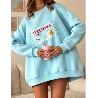 American Fashion Cute Cartoon Print Long Sleeve Sweatshirt Spring Clothes Women Casual Shirts 2025 Hoodies Men Sudadera Tops
