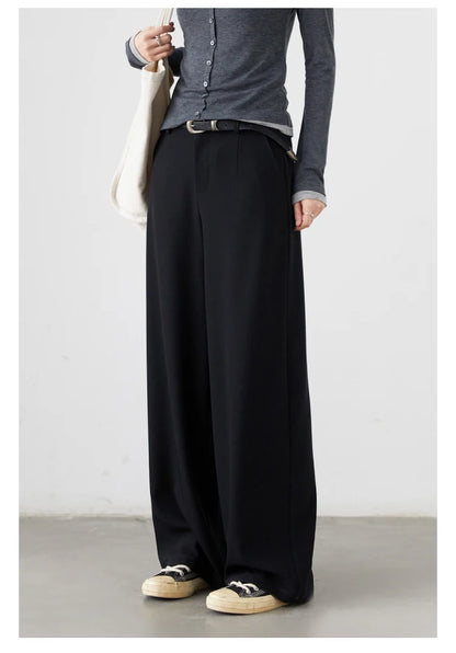 CHIC VEN Women Pants Solid Casual  Slim Straight Leg Suit Wide Leg Ladies Trousers Spring Autumn 2025 Clothing for Woman