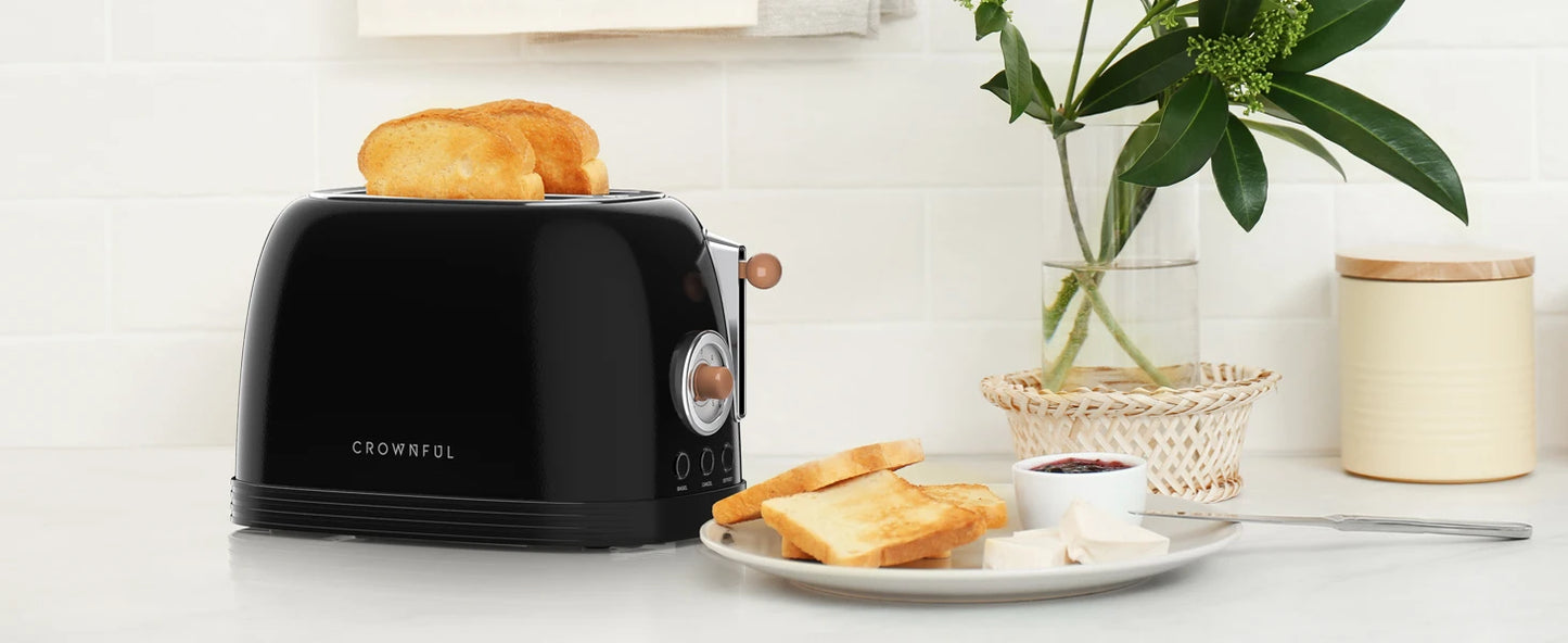 Stainless Steel 2-Slice Toaster - Extra Wide Slots Cancel Defrost  Bagel Functions