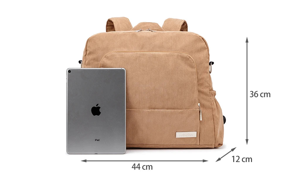 Soboba Large Capacity Diaper Backpack for Mom with Soft Corduroy Fabric and Convenient Design