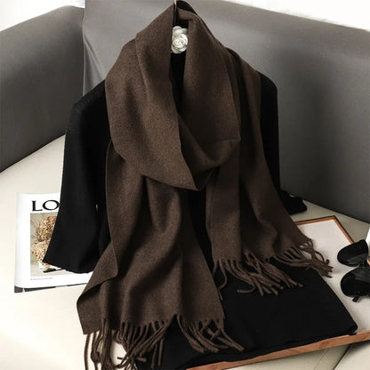 62-Color Cashmere Winter Scarf - Warm Thicken Pashmina Shawl with Tassels