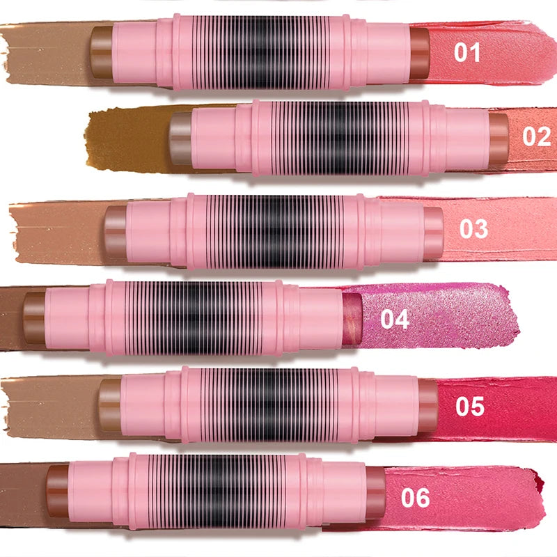 Blush and contour multi-purpose stick. Simplify your daily makeup routine. Each duo of powder blushes will enhance your look