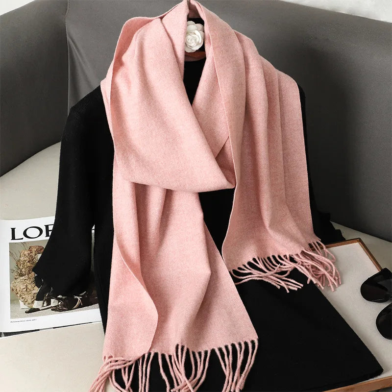 62-Color Cashmere Winter Scarf - Warm Thicken Pashmina Shawl with Tassels