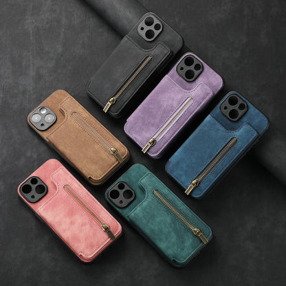 Zipper Card Solt Wallet Leather Case For iPhone 16 Pro Max 17 Air 15 14 Plus 13 12 11 Se2022 Pocket Magnetic Double Buckle Cover