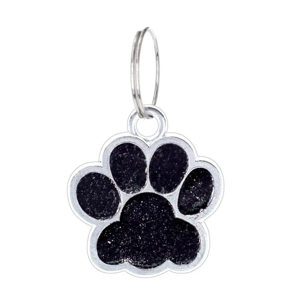 Cat Dog Paw Print Dog Cat Tags Anti-Lost Pet Glitter Pendant with Hook Exquisite Pet Collar Tag Pendant Kitten