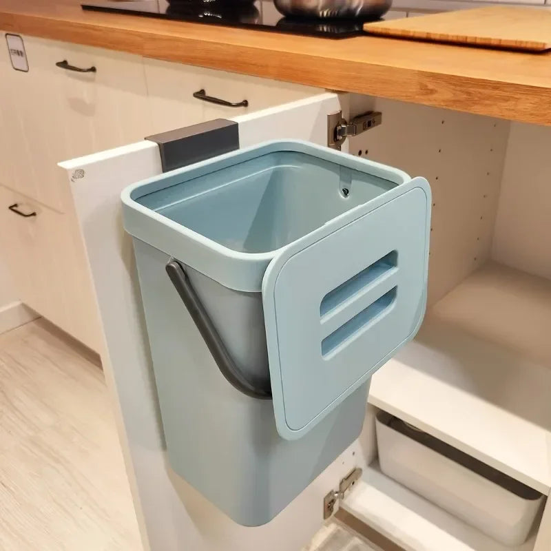 Hanging Small Trash Can with Lid - Under-Sink Food Waste Bin for Kitchen and Bathroom