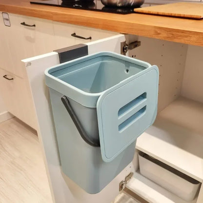 Hanging Small Trash Can with Lid - Under-Sink Food Waste Bin for Kitchen and Bathroom