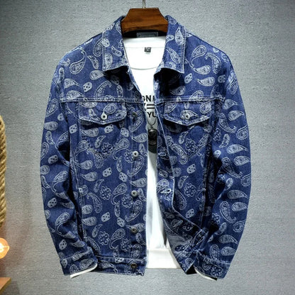 2025 New Men Pure Colour Denim Jacket Single-breasted Lapel Daily Casual Simple Coats