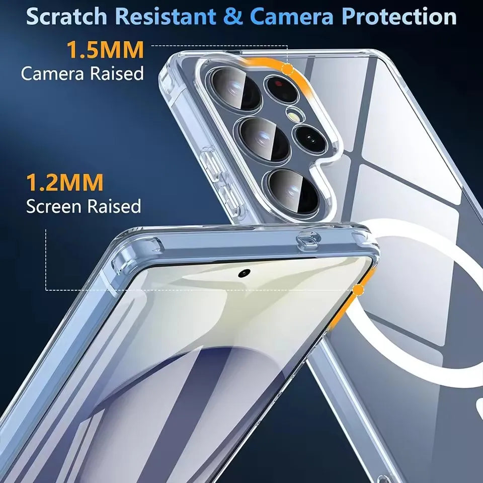 For Magsafe Magnetic Wireless Charging Case For Samsung Galaxy S25 Ultra Plus S26 Ultra S25Ultra 5G Clear Shockproof Back Cover