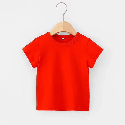 Summer Girls T Shirts Yellow Red Short Sleeve Baby Boy T Shirt White Tee Shirt Cotton Girls Tops For Children Clothes