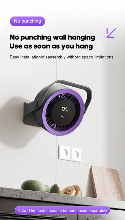 Kinscoter 4000mAh Rechargeable Wall Fan 100 Speed Adjustable Portable Desk Fan Air Cooling Fan with Remote Control for Outdoor