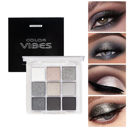 9-Grid Multi-color Eyeshadow Palette Glitter Pearlescent Matte Eye Shadow Shimmer Long Lasting Women Eye Makeup palette Cosmetic