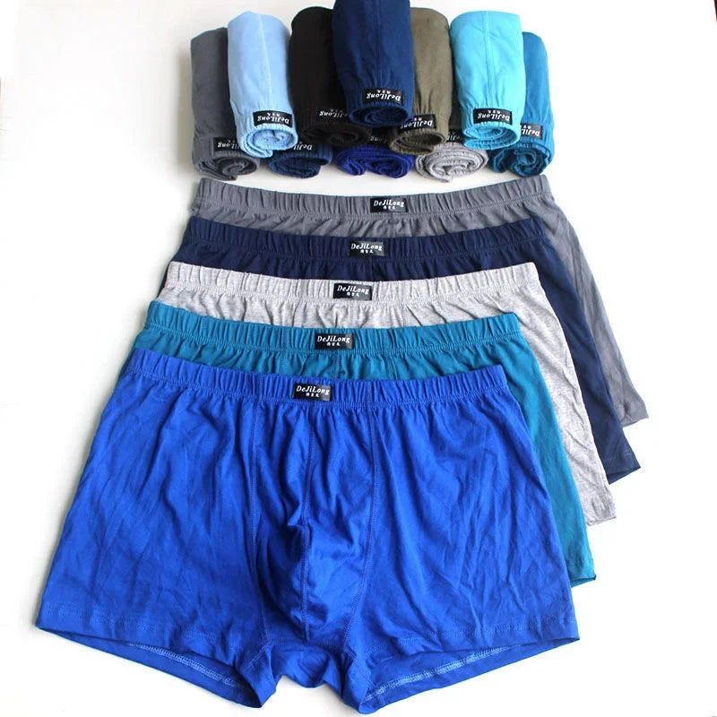 5 Pack 100% Cotton Boxer Briefs for Men 6XL Big & Tall Breathable Underwear with Anti-Ride Up Soft Printed Boxers Shorts