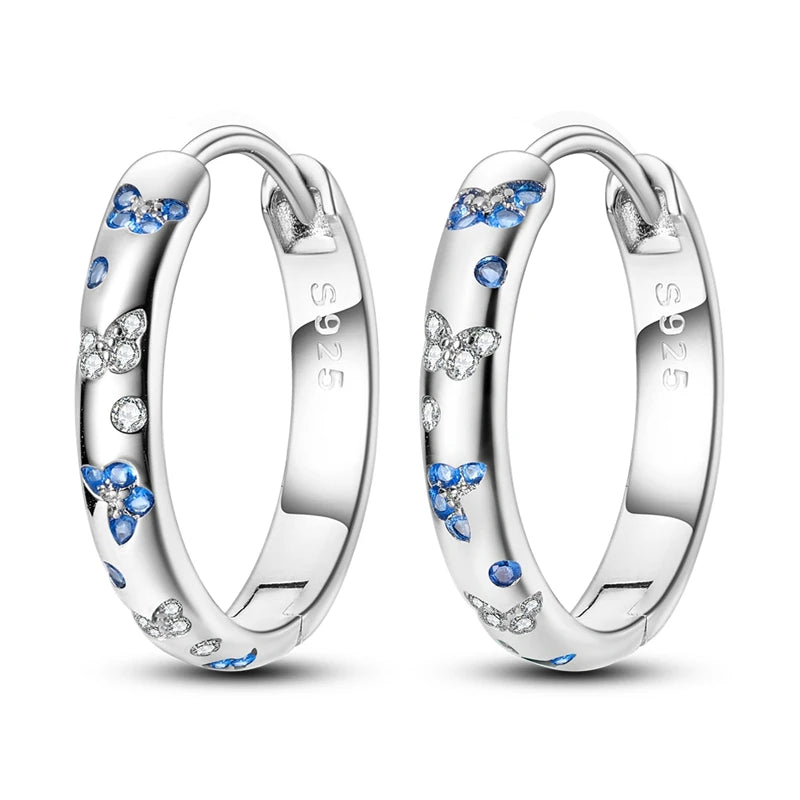 Sterling Silver Hoop Earrings – Zirconium Star Drop Style For Women’s Anniversary Jewelry Gift