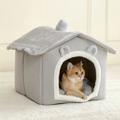 Foldable Pet House Removable Washable Cat House Puppy Cave Sofa Pet Bed House for Extra Small Dogs and Small and Medium Cats