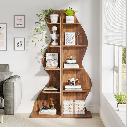 Corner Bookshelf - Modern 5-Tier Shelf | Stylish Wooden Storage Rack